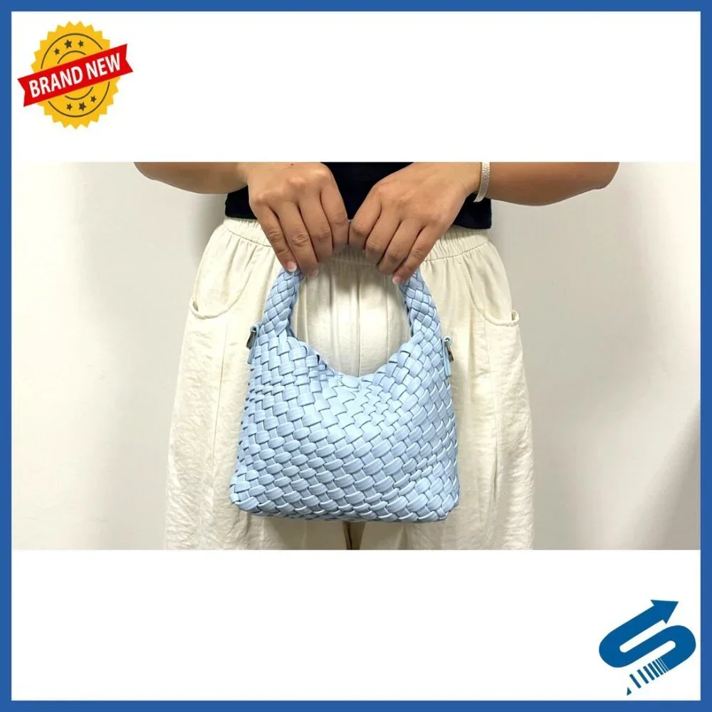 Woven Crossbody Bag Small Tote Cute Purse Top Handle Handbag Pu Leather